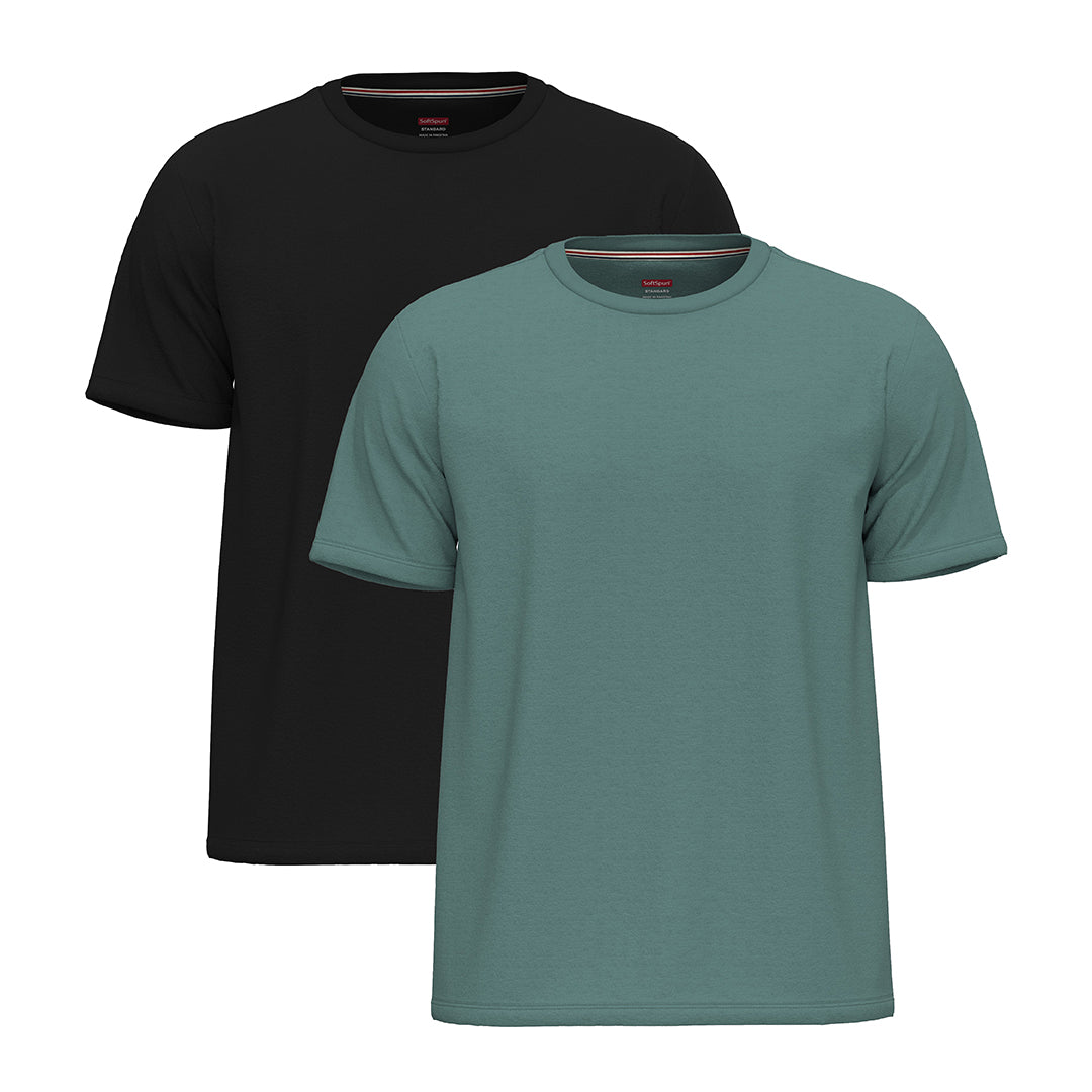 2 Pack Men Crew Neck Short Sleeve T-Shirts