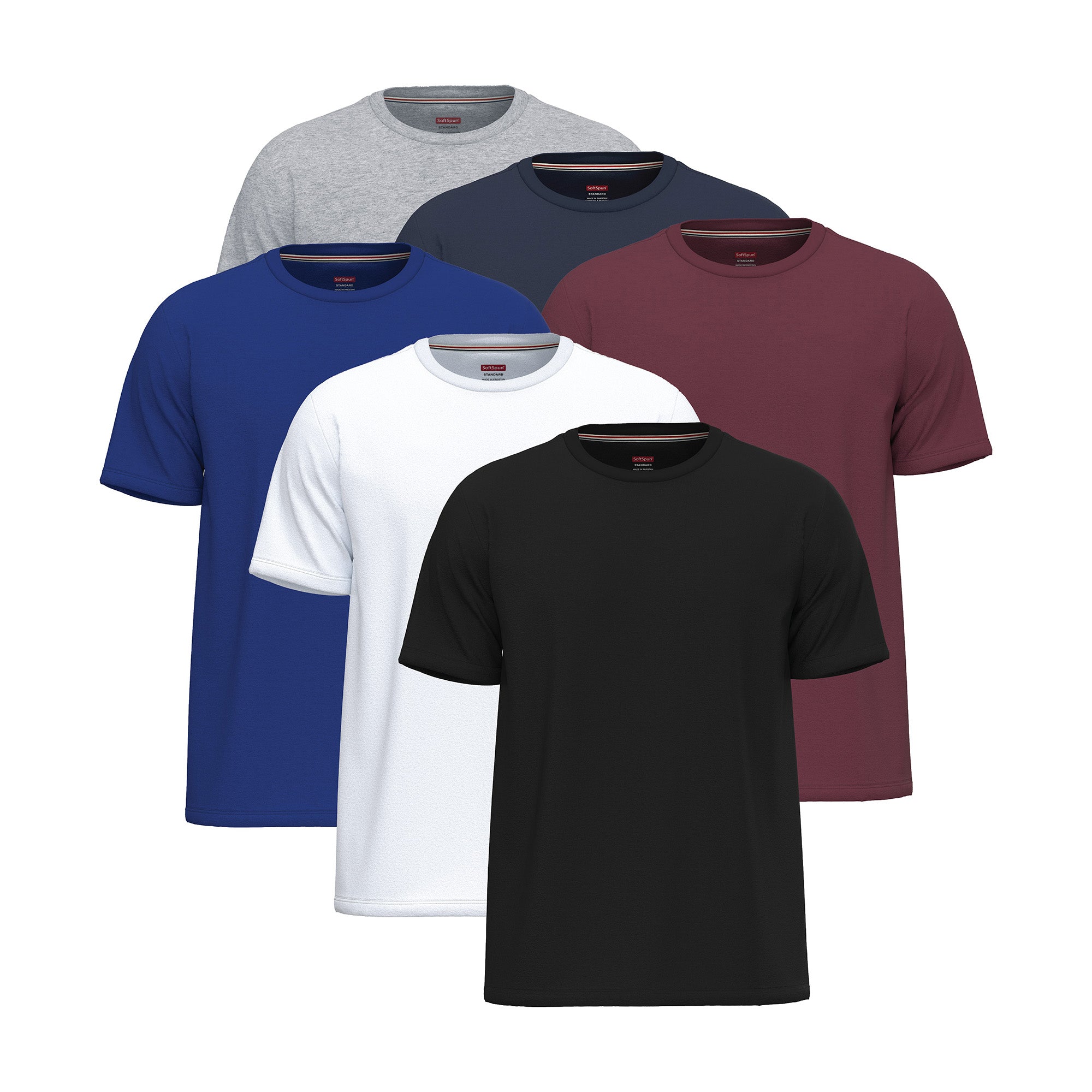 6-Pack 100% Cotton Crew Neck T-Shirts for Men UK – Pre-Shrunk