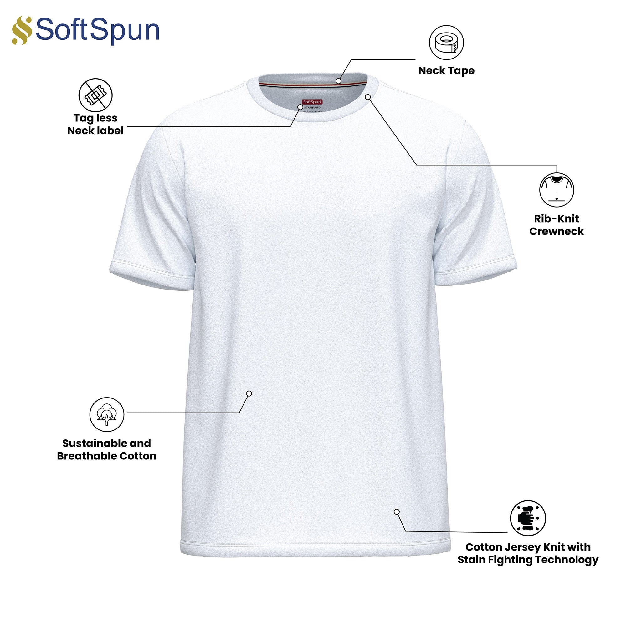 6-Pack 100% Cotton Crew Neck T-Shirts for Men UK – Pre-Shrunk