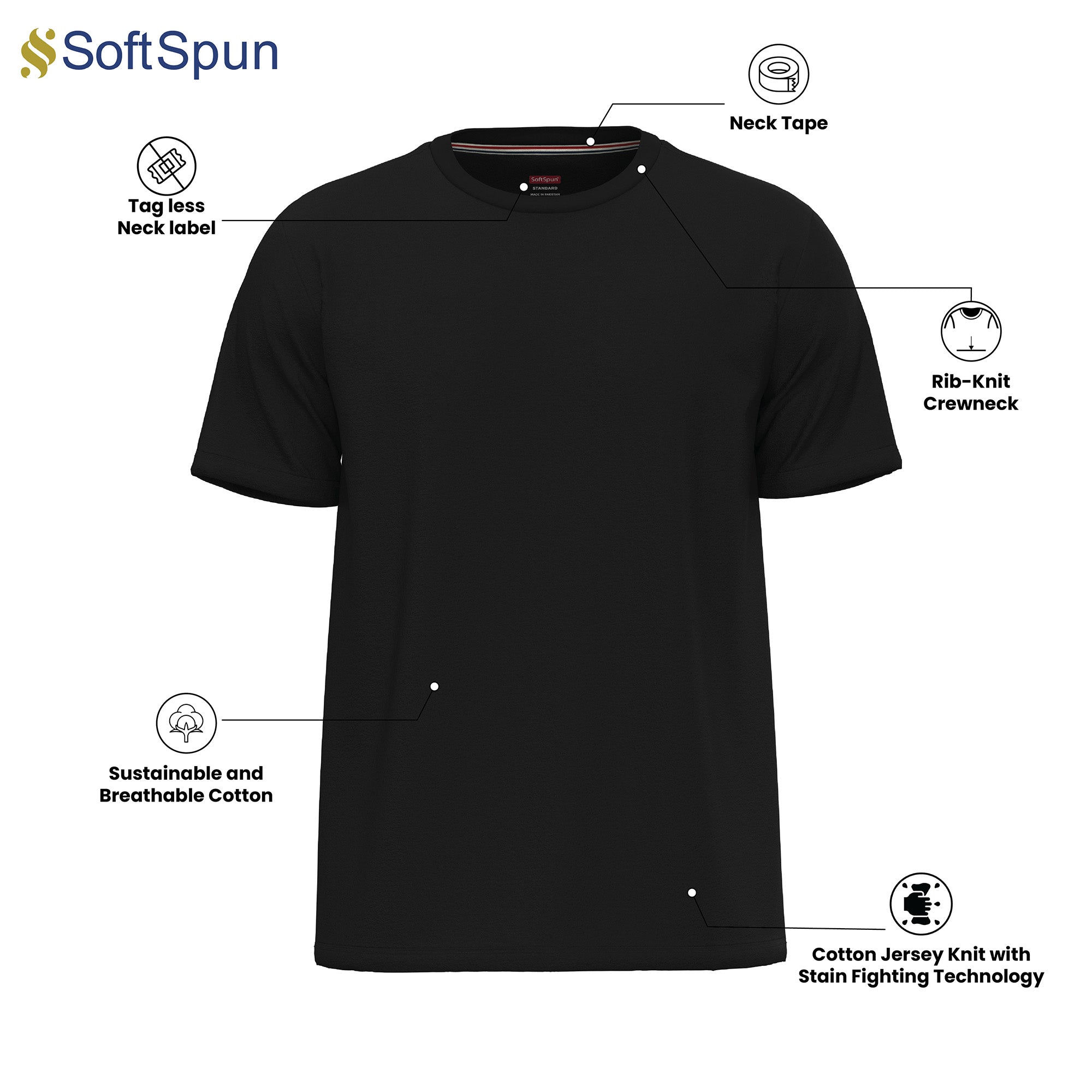 6-Pack 100% Cotton Crew Neck T-Shirts for Men UK – Pre-Shrunk