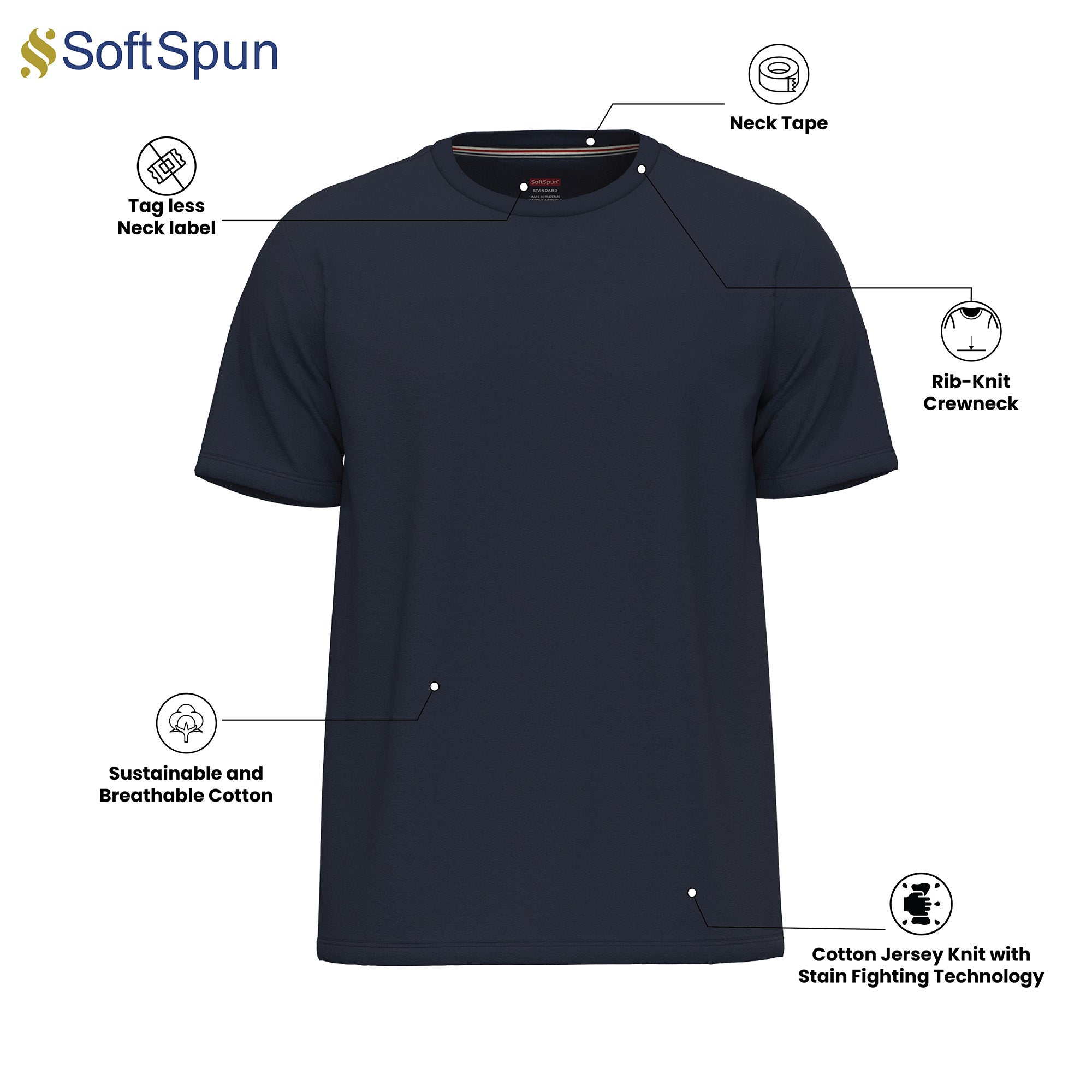 6-Pack 100% Cotton Crew Neck T-Shirts for Men UK – Pre-Shrunk