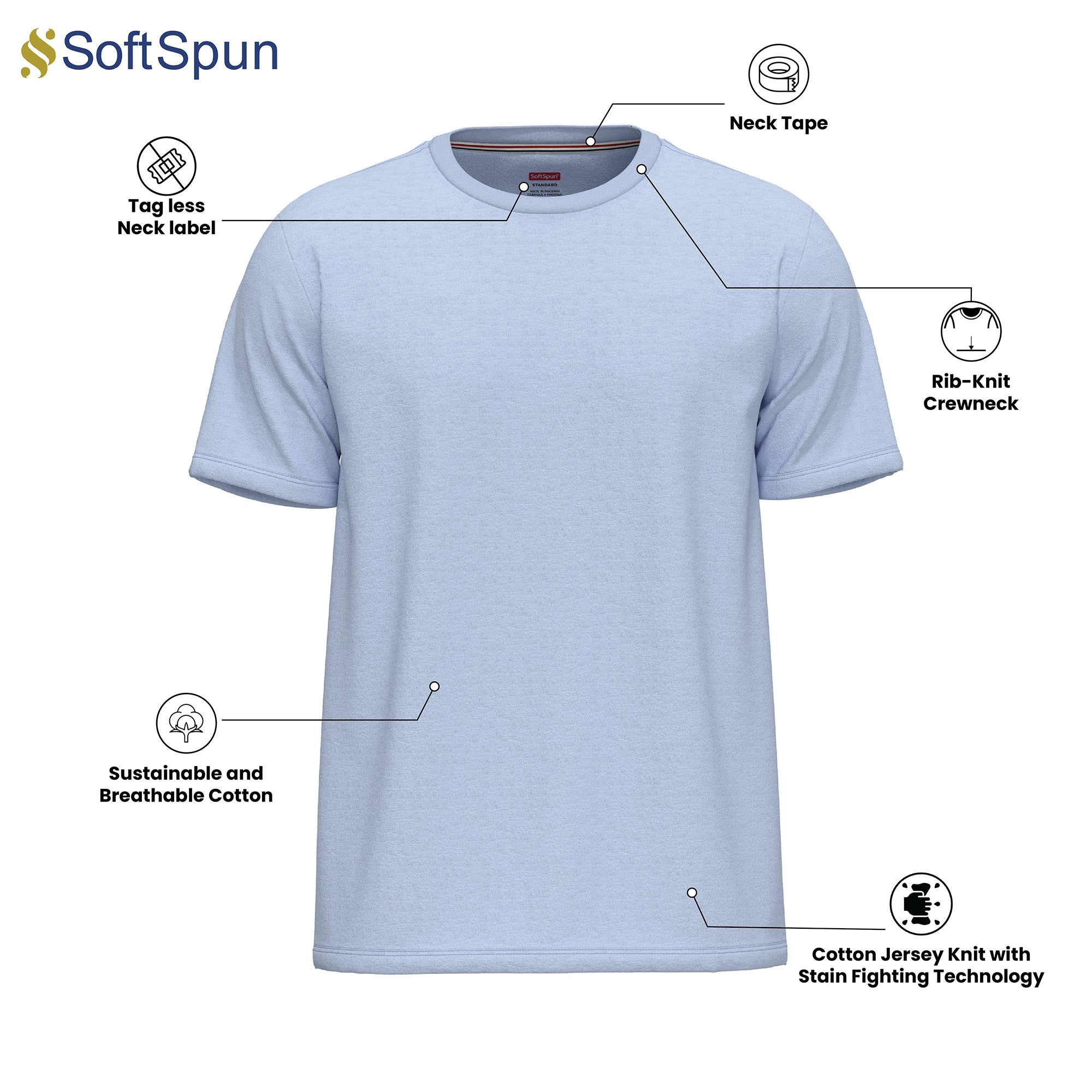 6-Pack 100% Cotton Crew Neck T-Shirts for Men UK – Pre-Shrunk